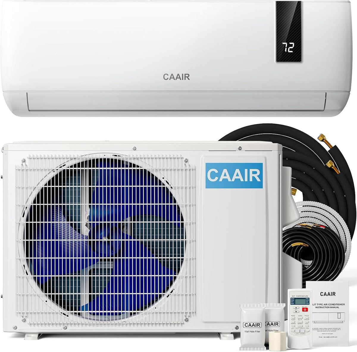CAAIR 12,000 BTU Mini Split Air Conditioner and Heater, Outdoor, 25 dB, App