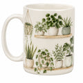 Keramiktasse mit Pflanzenmotiv 300 ml Weiß/Grün