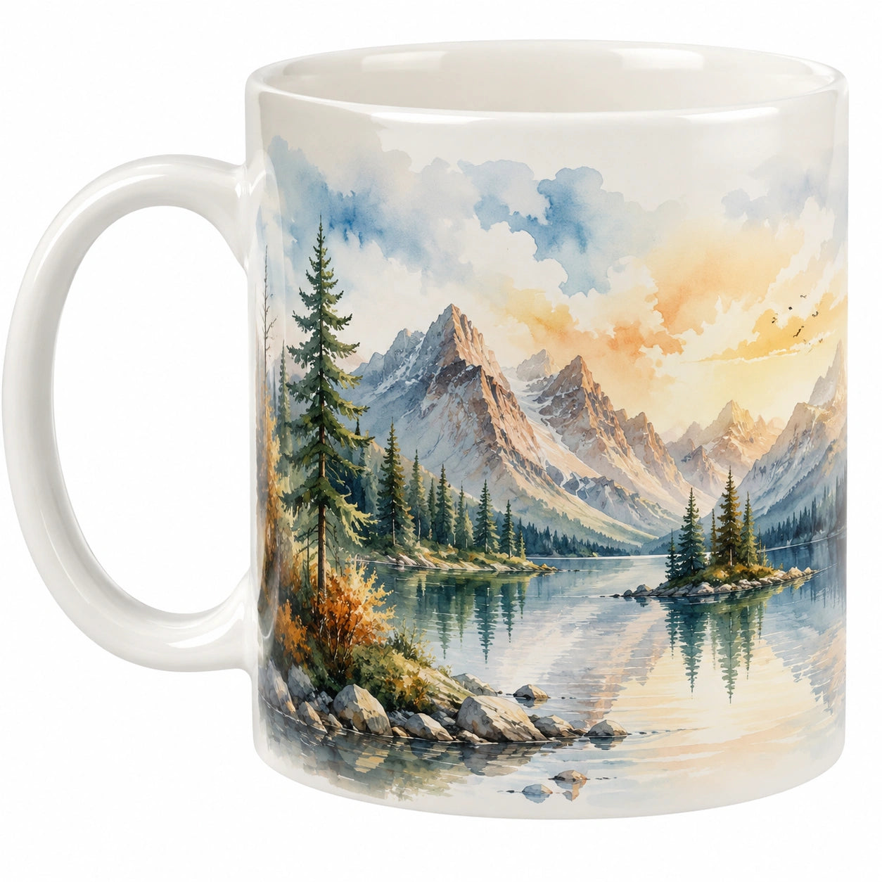 Kaffeetasse 350ml mit Berglandschaft - Mehrfarbig