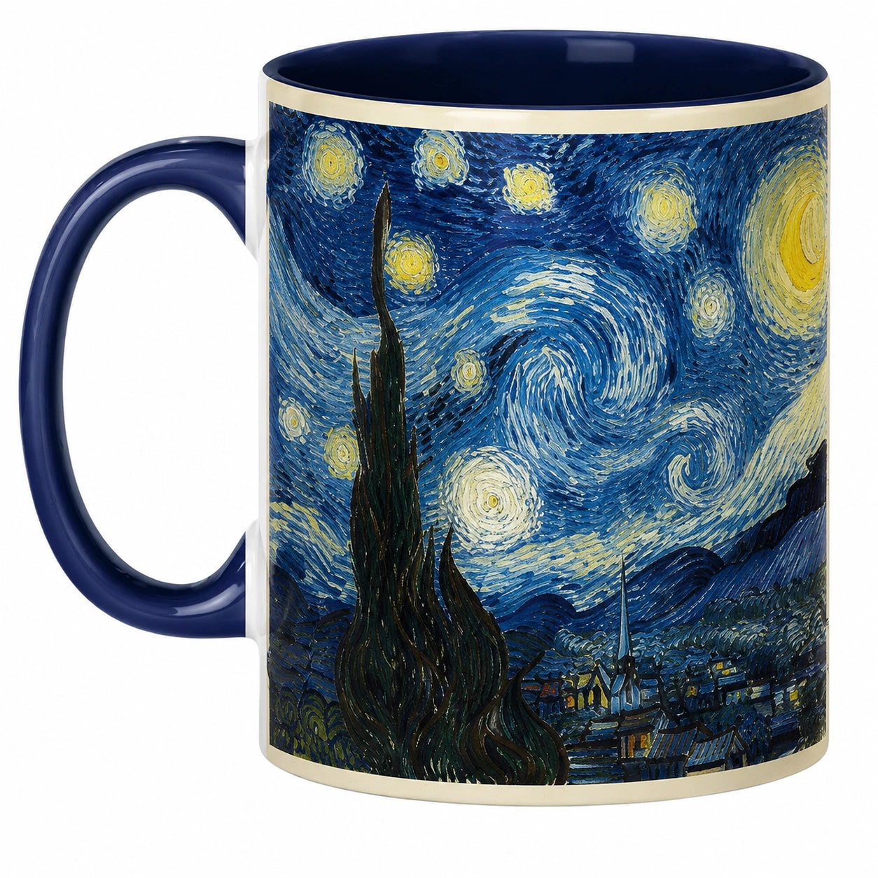 Kaffeetasse mit Kunstdesign 'Sternennacht' - Dunkelblau