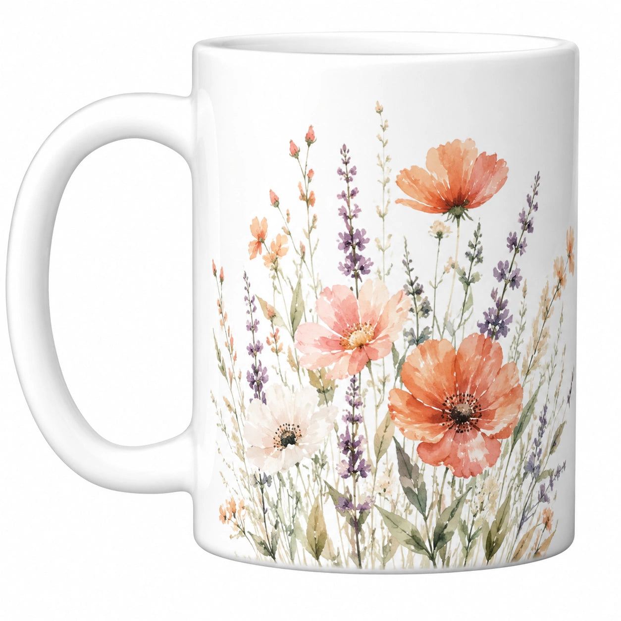 Weiße Tasse mit Blumenmuster 300ml