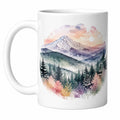 Keramiktasse mit Aquarell-Berglandschaft, 300ml