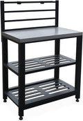 Standregal Outdoor-Küchenregal Stahl 80 sweeek, 2 Ablagen und Aufhängestangen für Terrasse, 80 cm breit, Edelstahl-Arbeitsplatte, Grimaud