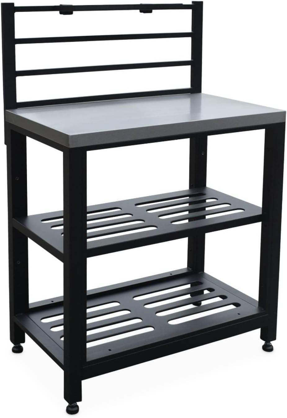 Standregal Outdoor-Küchenregal Stahl 80 sweeek, 2 Ablagen und Aufhängestangen für Terrasse, 80 cm breit, Edelstahl-Arbeitsplatte, Grimaud