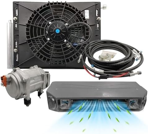 Generisch Elektrisches Klimaanlagen-Set, 12 V, 10000 BTU, 74 dB, nur Kühlung, universell passend für Vans, Wohnmobile und Busse, Schwarz/Silber