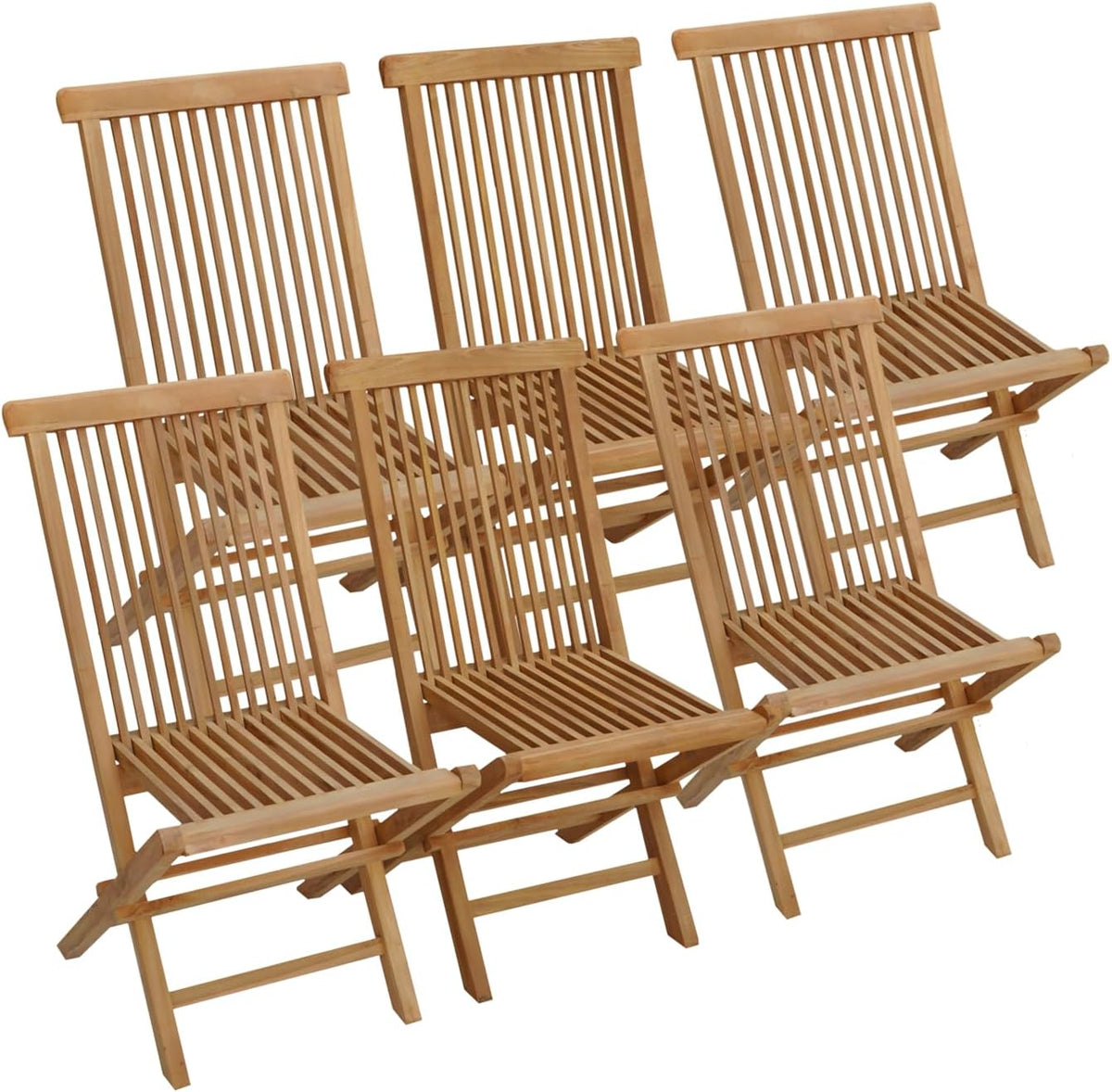 Happy Garden 6er Set klappbaren Gartenstühlen aus Teakholz Lombok., Stuhl, Praktisch, 90 cm, 45 cm