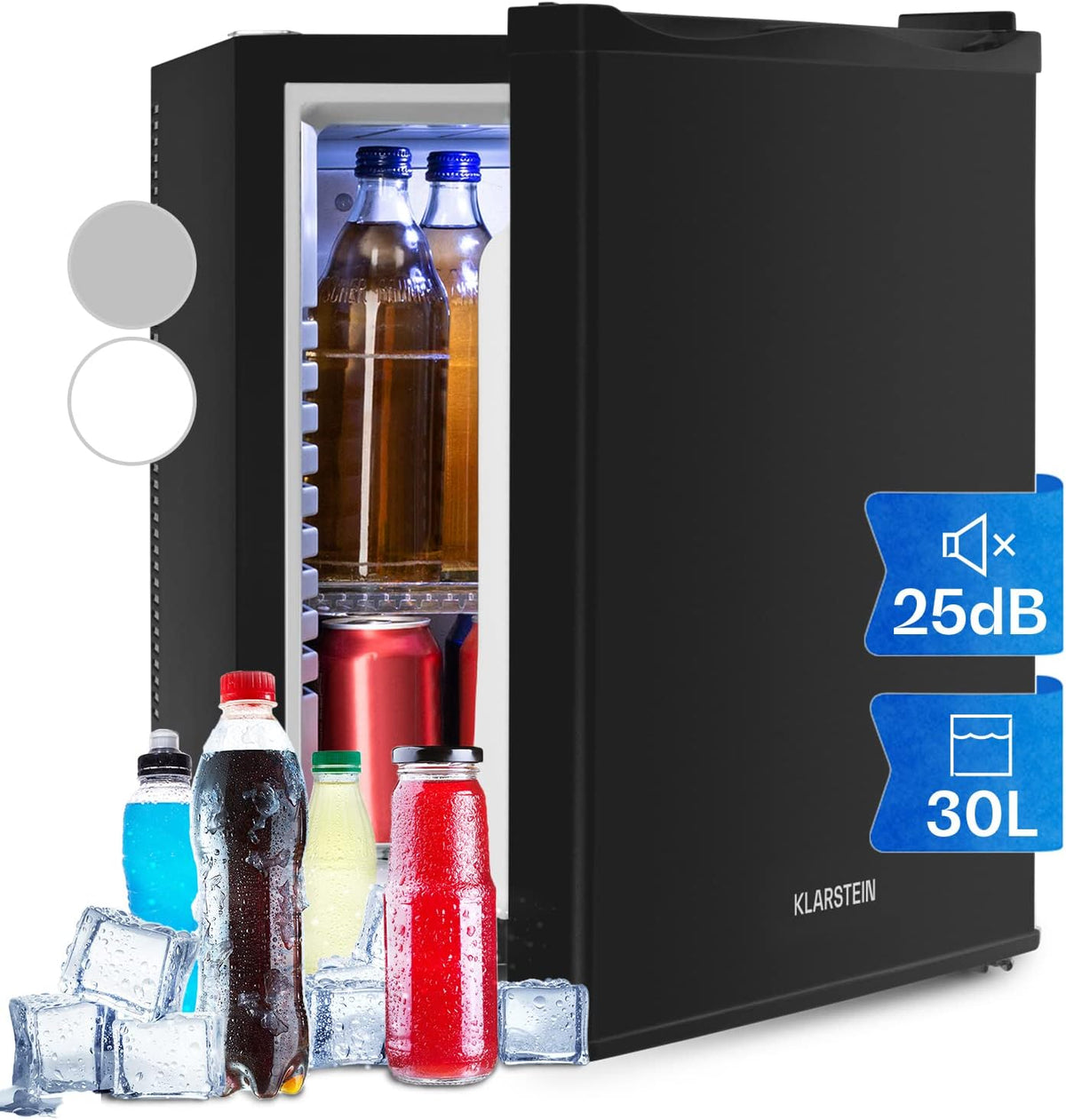 Klarstein Mini Kühlschrank für Zimmer, 30-Liter-Kühlschrank, Minikühlschrank, Camping, 5-15 °C