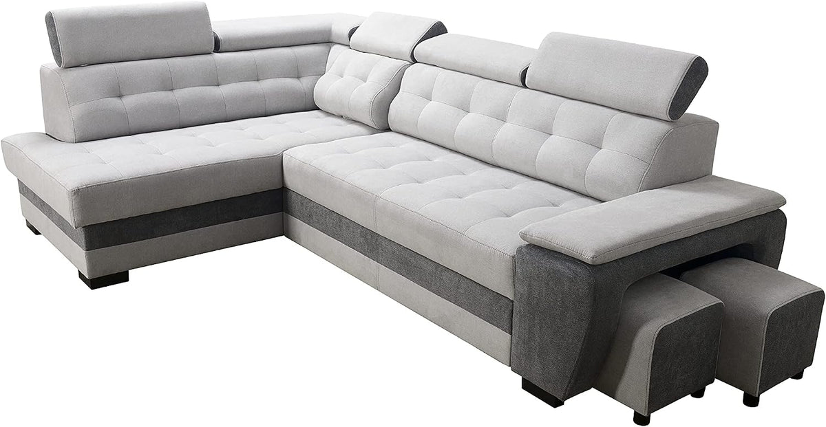 Sofa Robin Grand linkes L-Eck mit Schlaffunktion Robin Inspire, 277 × 180 cm, Liegefläche 200 × 126 cm, Kopfstützen und Relaxfunktion, Bettkasten