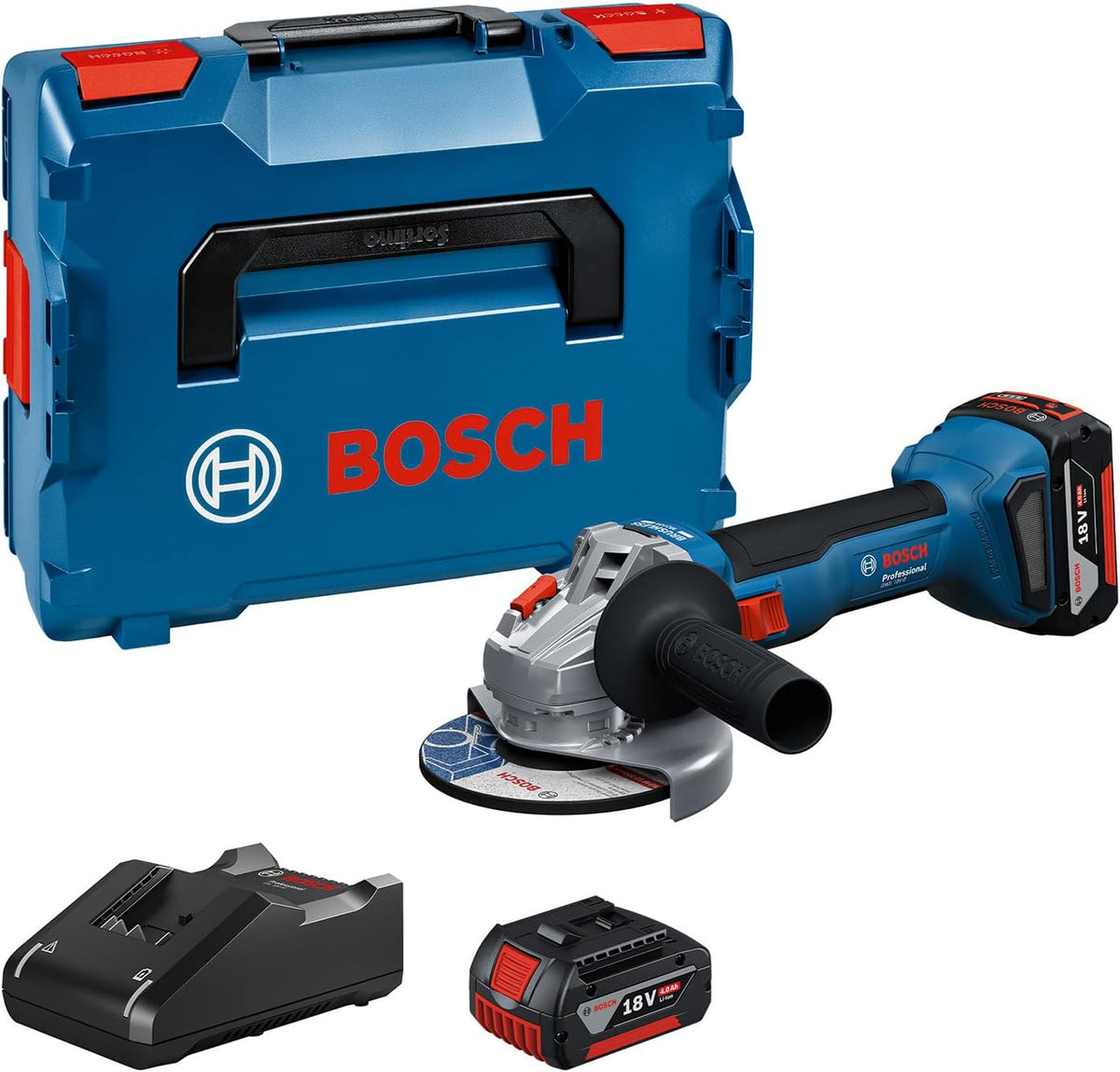 Bosch Professional 18 V System Akku-Winkelschleifer GWS 18 V-8 (Scheibendurchmesser 125, 4.0 Ah, Schnellladegerät