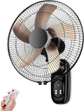 JKJZSALJ Wandventilator, maximal 40 dB, Fernbedienung, Schwarz/Holz, Hochleistungs-Oszillationsventilator Für Industrieanwendungen, Geräuscharm
