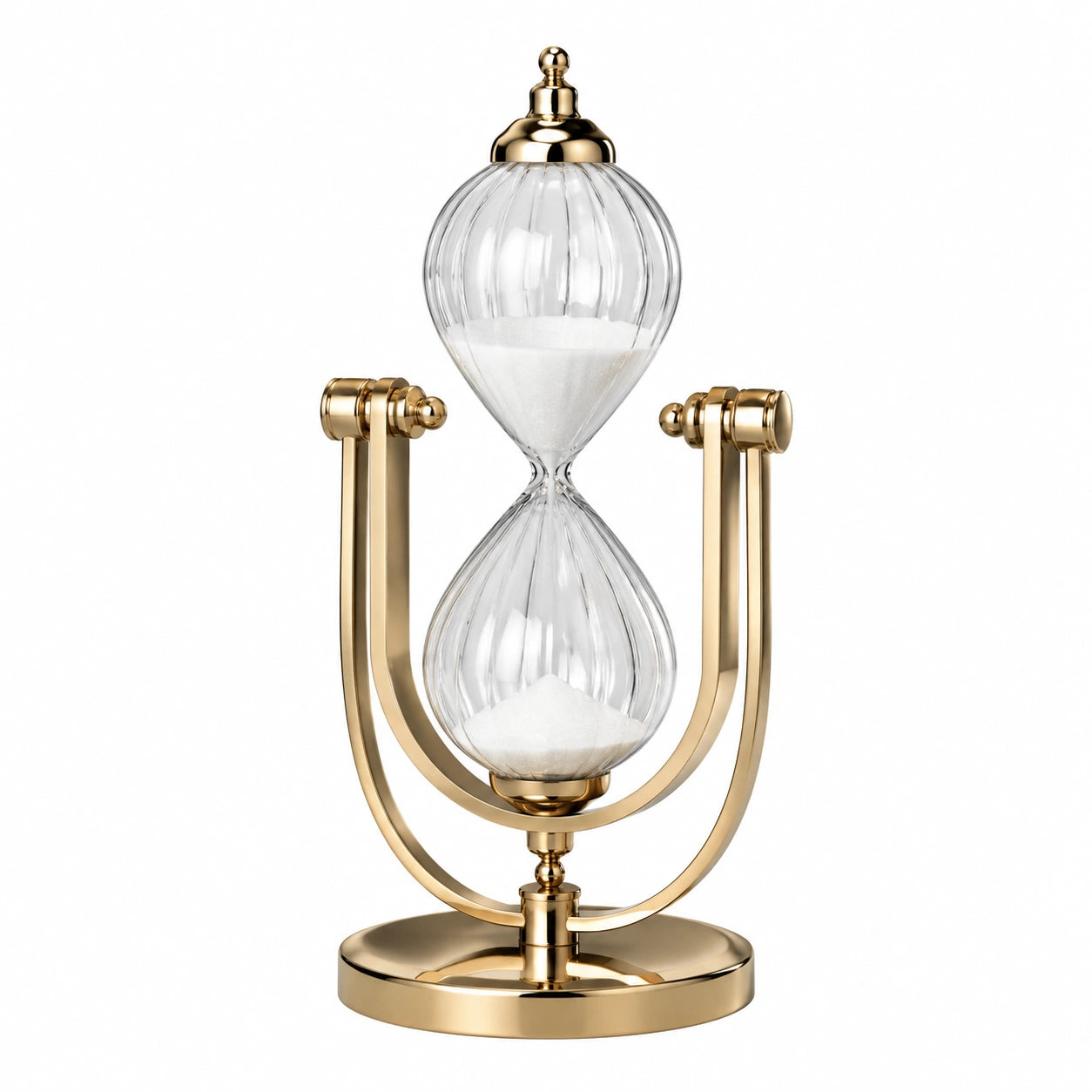 Sanduhr aus Glas mit Messingrahmen in Gold, 60 Minuten