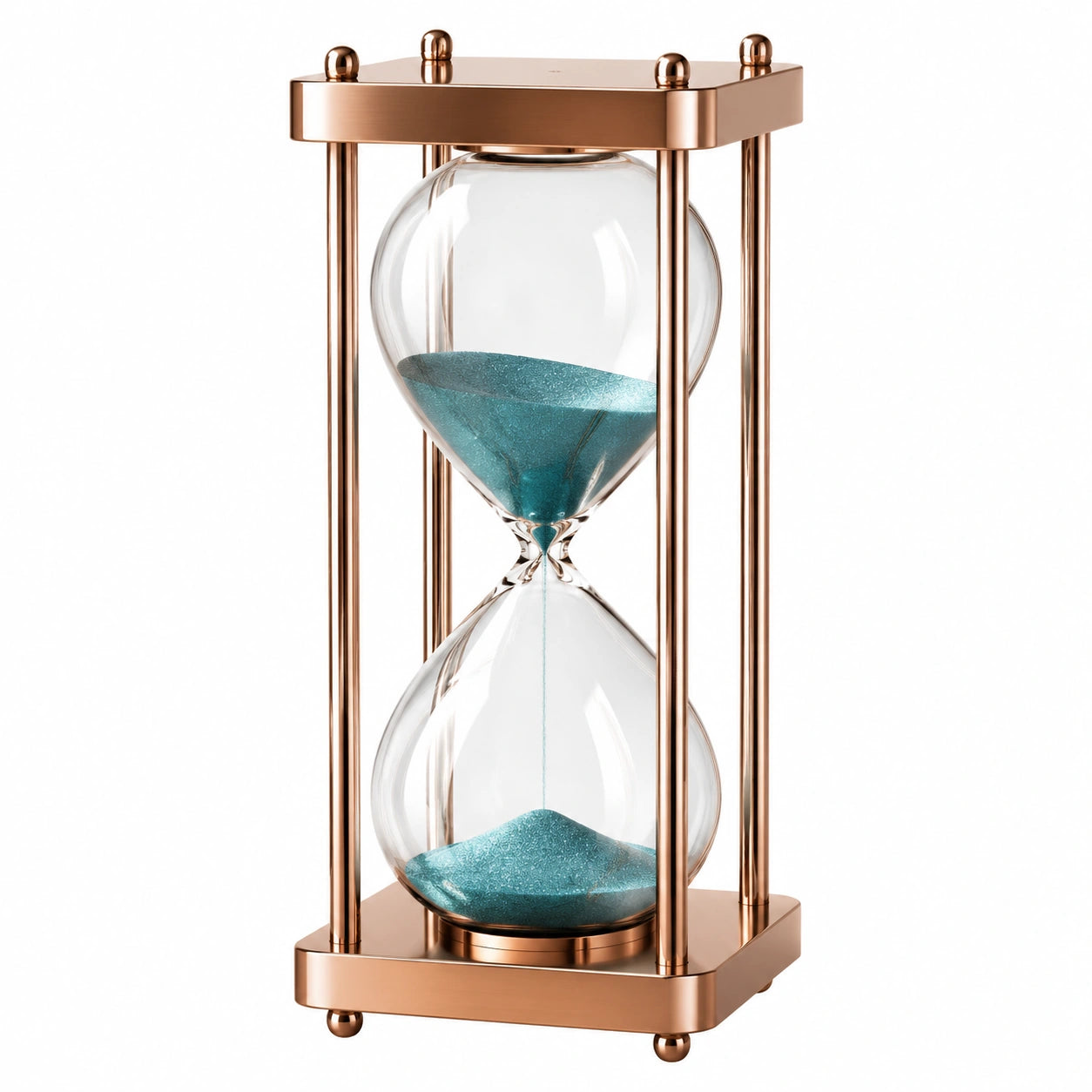 Dekorative Sanduhr mit Metallrahmen, Türkis, 60 Minuten