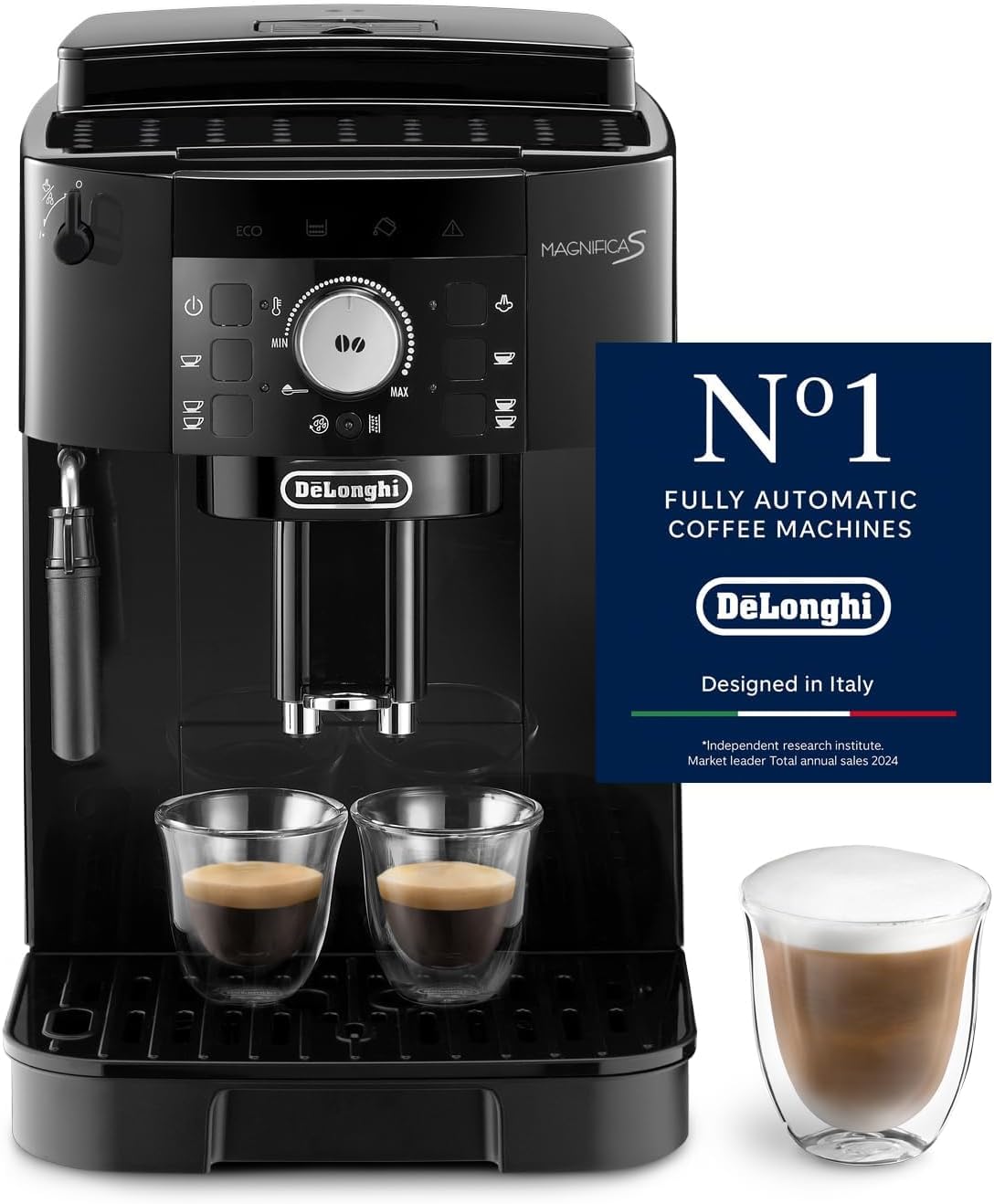 De'Longhi Magnifica S - Perfetto Kaffeevollautomat mit klassischem Milchaufschäumer, Kaffeemaschine