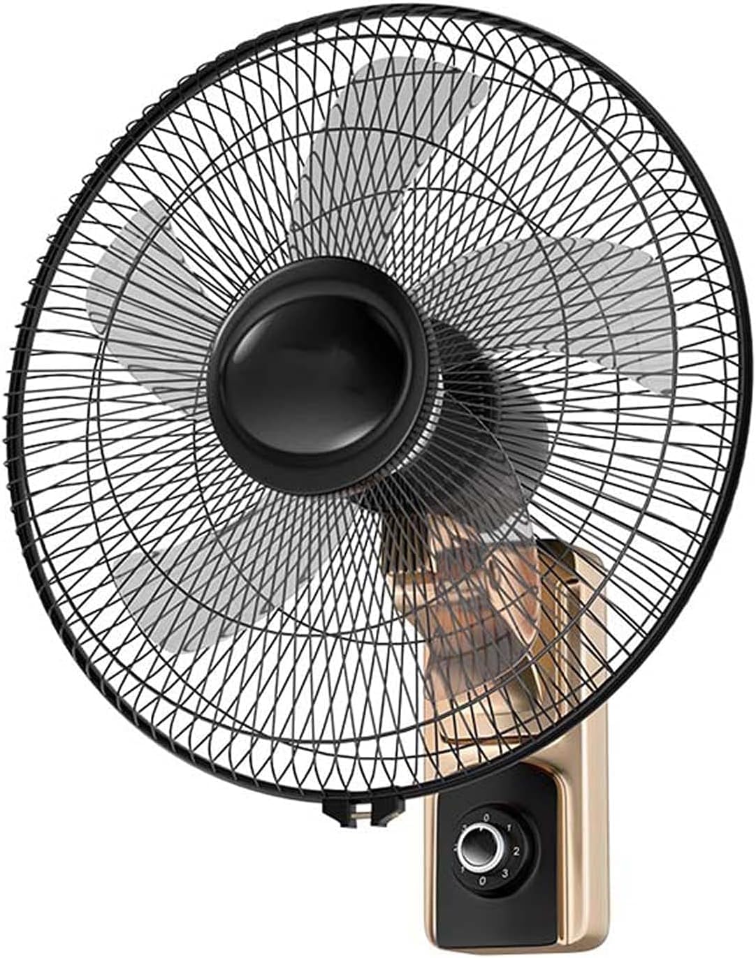 JKJZSALJ Wandventilator, Metall-Wandventilator Zur Kühlung, Fernbedienung, Wand-Oszillationsventilator, Wandventilatoren, Schwarz/Grau/Gold
