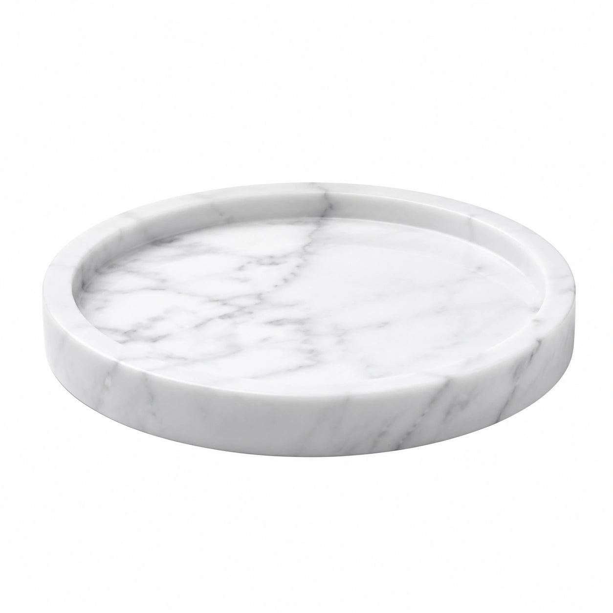 Rundes Marmortablett 30 cm Weiß/Grau
