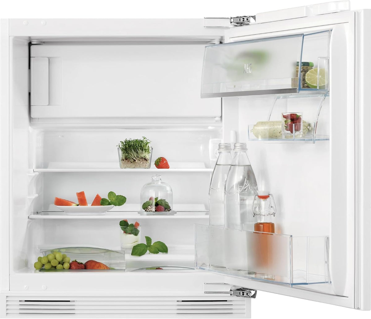 AEG OSF6I82EF Unterbau-Kühlschrank / 820 mm / 4-Sterne-Gefrierfach / 111 l/Festtür/E, Kochfeld, Automatisch, 6 Stunden, 2 °C