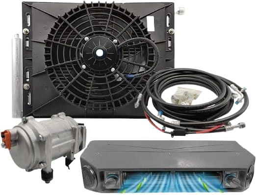 Generisch Elektrisches Klimaanlagen-Set für Vans und Busse, 12 V, 10000 BTU, 3 kW, 74 dB, nur Kühlung, Schwarz