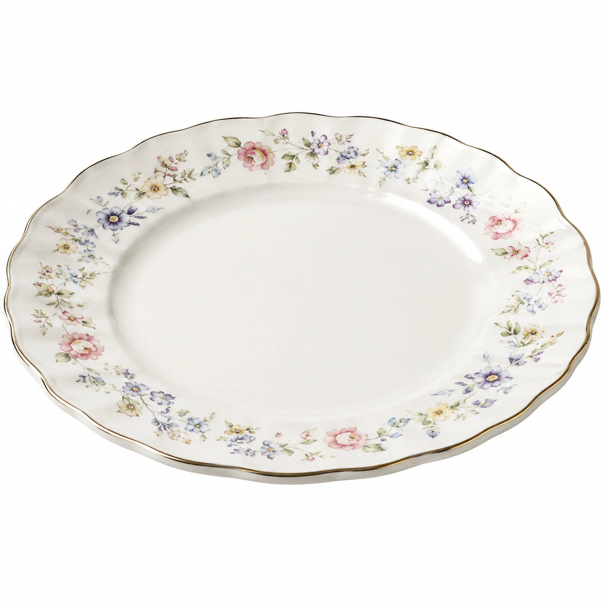 Ovaler Porzellanteller mit Blumenmuster, 30 cm