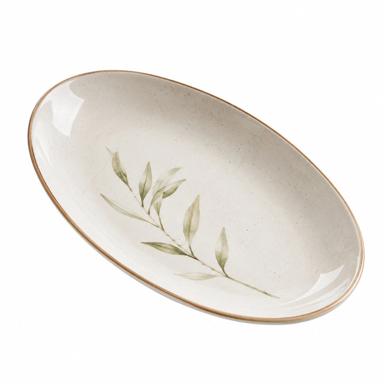 Ovalteller aus Keramik mit Pflanzenmotiv 30 cm