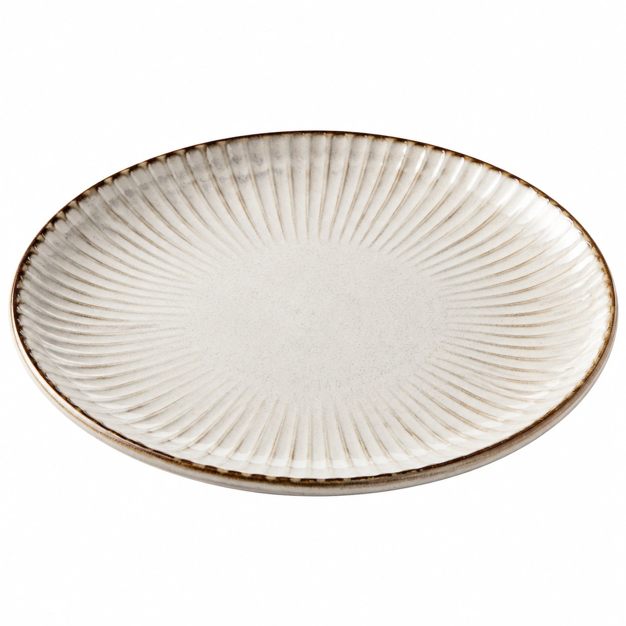 Eleganter runder Essteller mit Riffelstruktur 27 cm Elfenbein