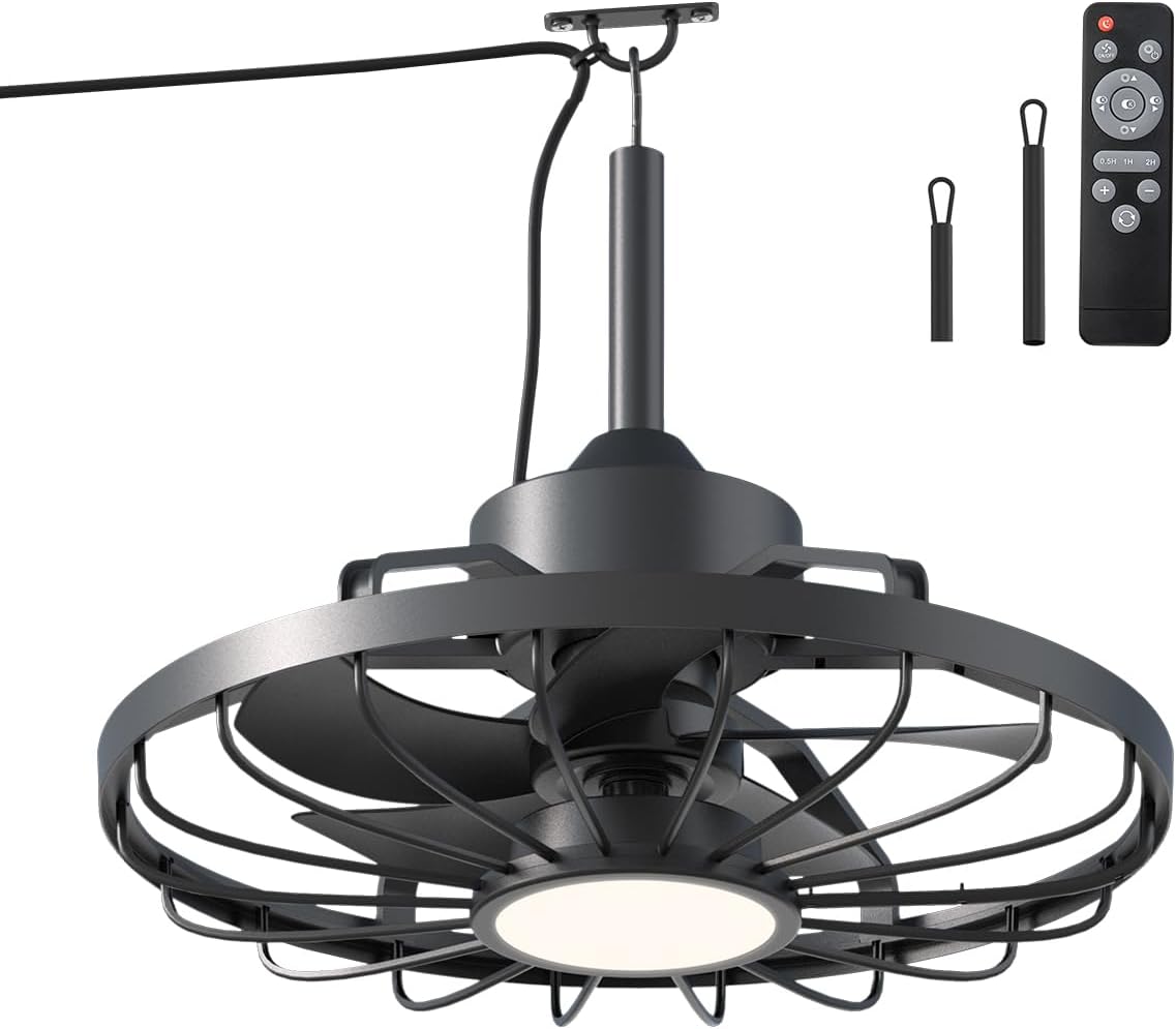 BKZO Deckenventilatorleuchte Außenbereich Deckenventilator mit Beleuchtung, IP44 Wasserdicht, 6 Lüftungsgeschwindigkeiten, 6 L, Fernbedienung