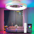 TJSC RGB Deckenventilator mit Beleuchtung, 60W LED Deckenventilator mit Licht Dimmbar für Schlafzimmer, den Maßen D50*14 cm (DxH), 6 Gang