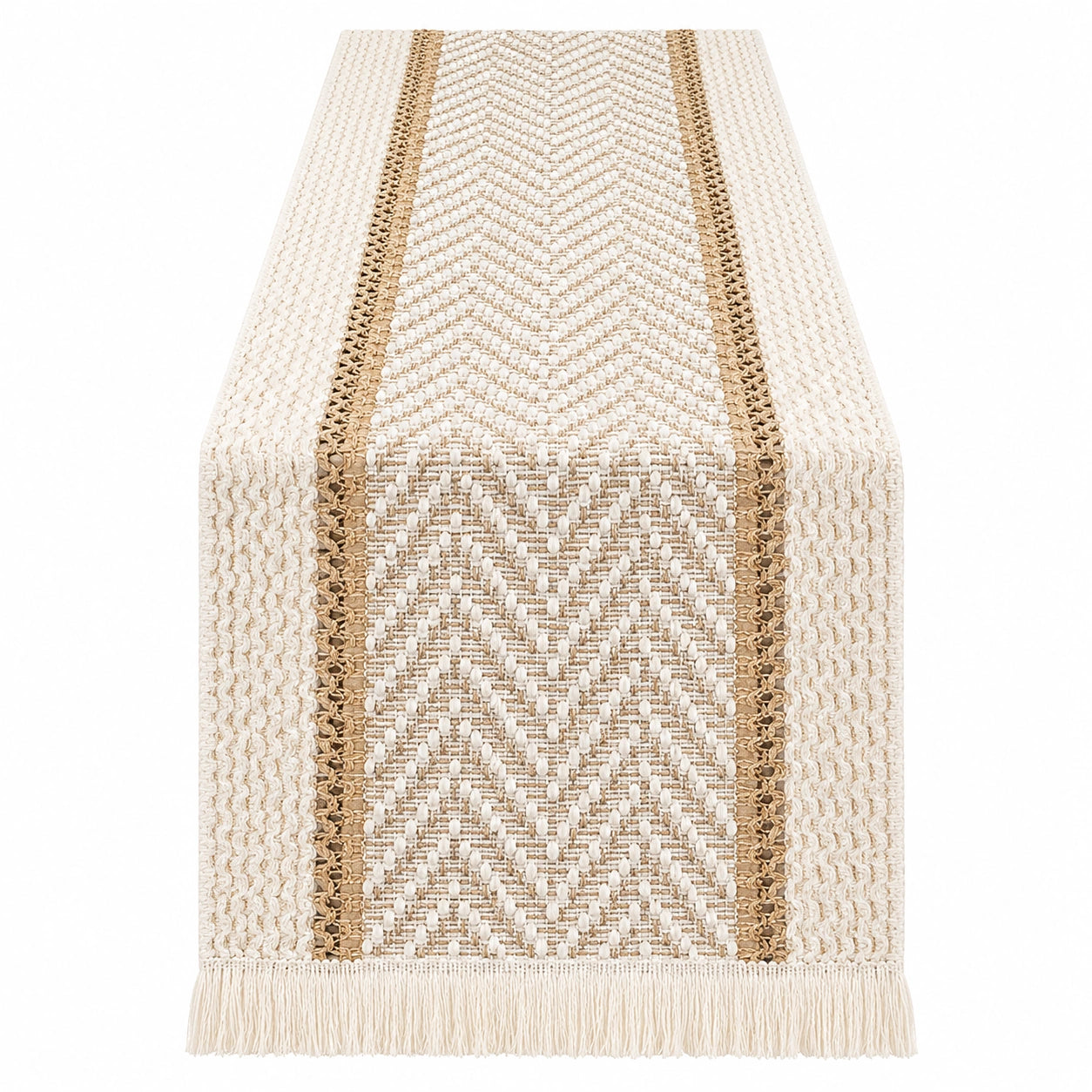 Tischläufer Fischgrätmuster Beige