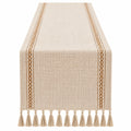 Tischläufer Beige mit Quasten 180x30 cm