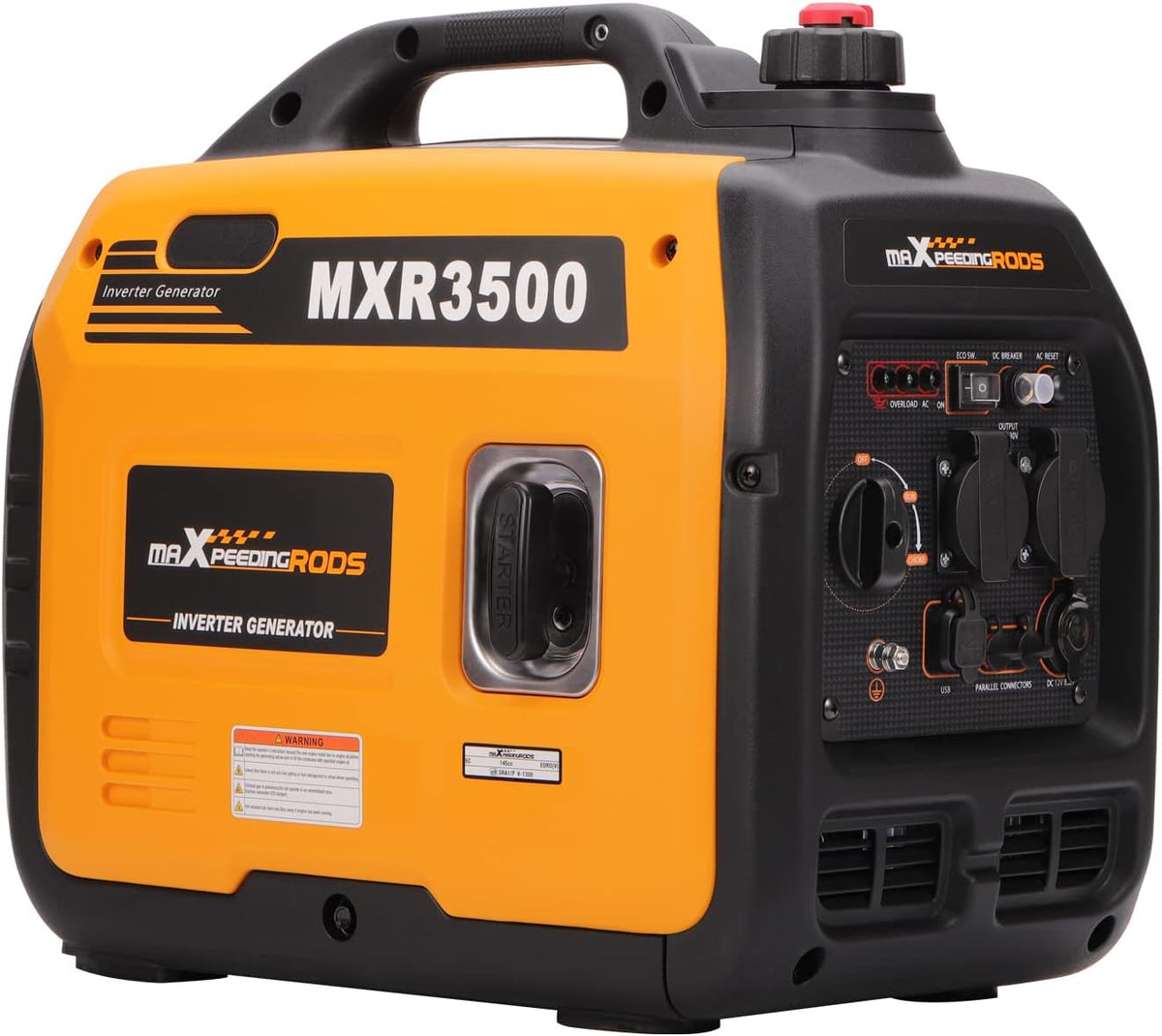 MaXpeedingrods Inverter Stromerzeuger 3300 W Stromgenerator Benzin Superleise 4 Takt mit, Kühlschrank, Klimaanlage, Camping, 7 m, 8,3 Stunden, 750 w