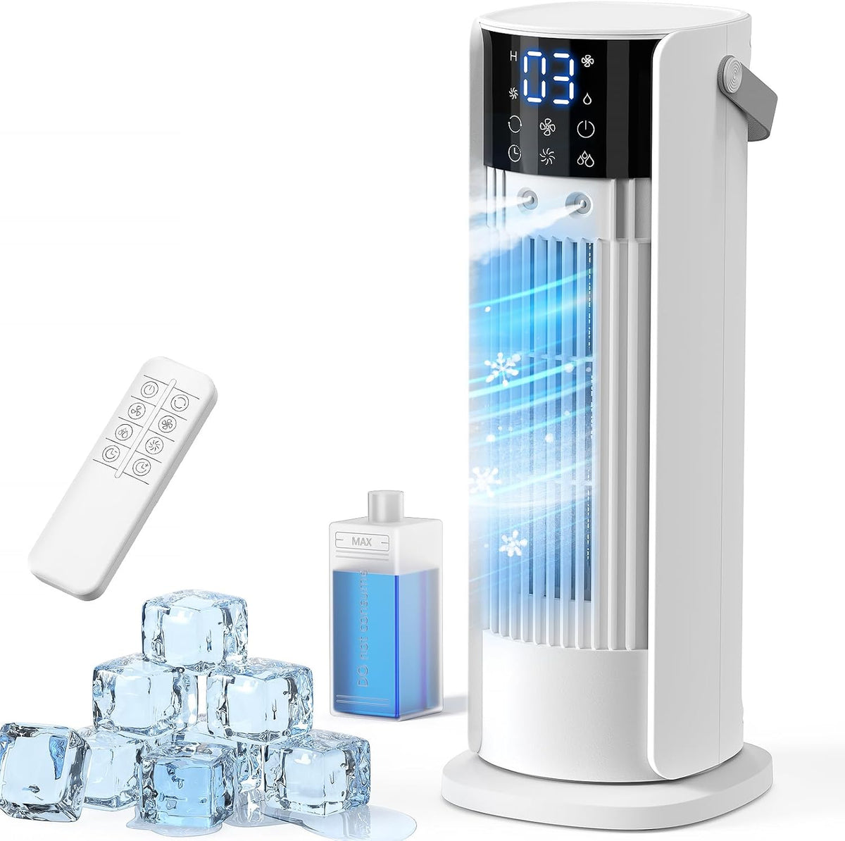 Terraspire Mobile Klimaanlage, 4-In-1 Luftkühler mit Wasserkühlung, Mini Klimaanlage con Tanque de 900ml, 3 Gebläsestufen, 90° Oszillation