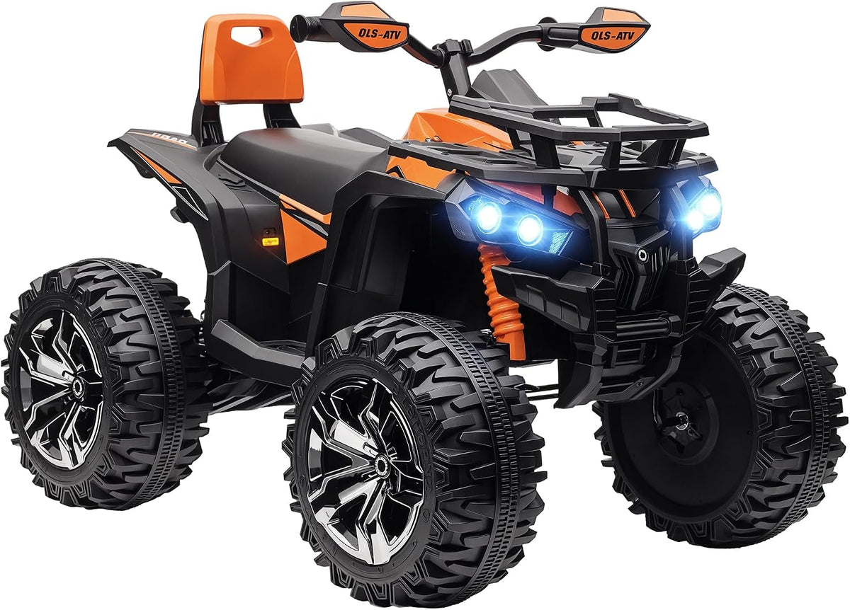 HOMCOM Elektro-Kinderquad 12 V/10 Ah für 3–5 Jahre, 3–8 km/h, 2 Motoren, Vor-/Rückwärtsgang, MP3, USB/TF, bis 45 Min. Fahrzeit, Orange