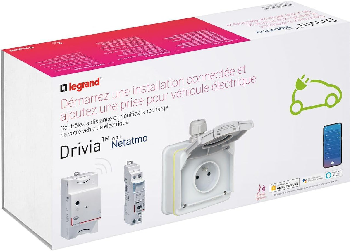LEGRAND - Green'up Access Steckdosen-Set für das Aufladen von Elektrofahrzeugen +, 230 V, 73 mm, IP66, Kunststoff, Grau