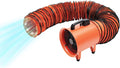PINYELIN Industriegebläse 250 mm mit 10m PVC Luftschlauch Ventilator, 320W Axiallüfter 1517CFM, Belüftungsgebläse IP44 Tragbar, Orange/Schwarz