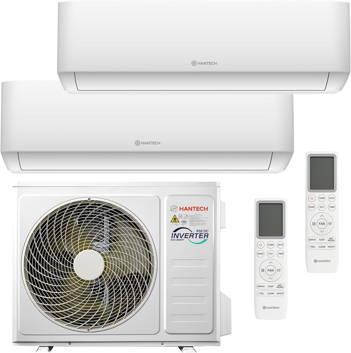 HANTECH Multisplit Klimaanlage 18000 BTU H-PRO mit 2 × 9000 BTU Inneneinheit WIFI, 3m, 8 °C, 192 mm, 8 kg, 276 mm, 22 kg