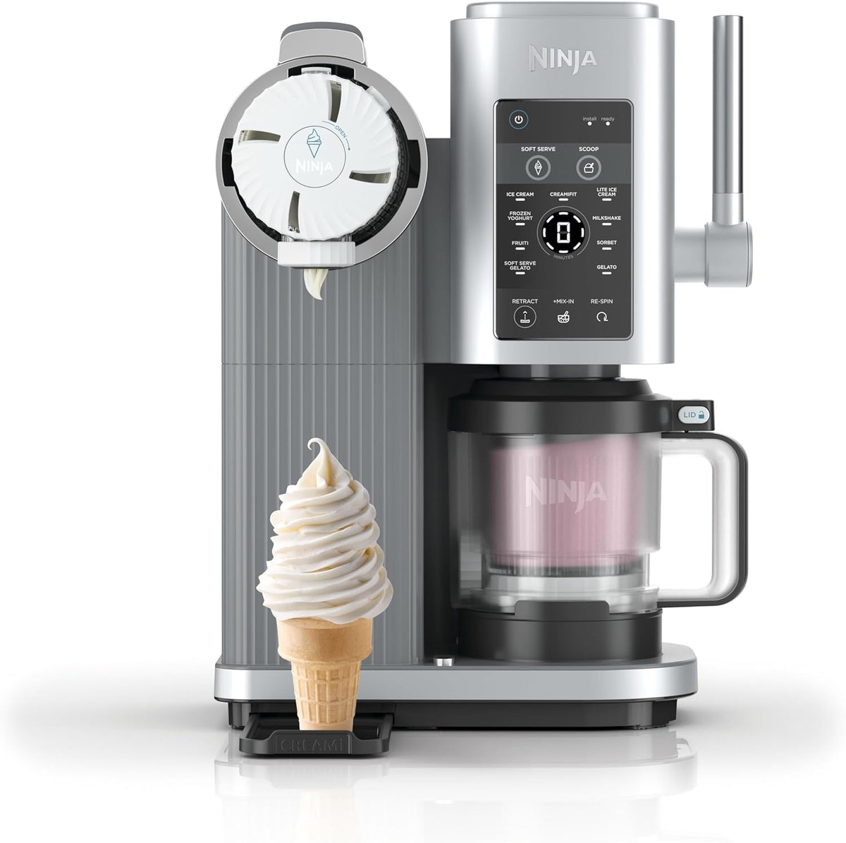 Ninja CREAMi Scoop & Swirl Eismaschine mit 2 Behältern, 44,5 cm, 25,5 cm, 48,48 cm, 9,45 kg, Silber