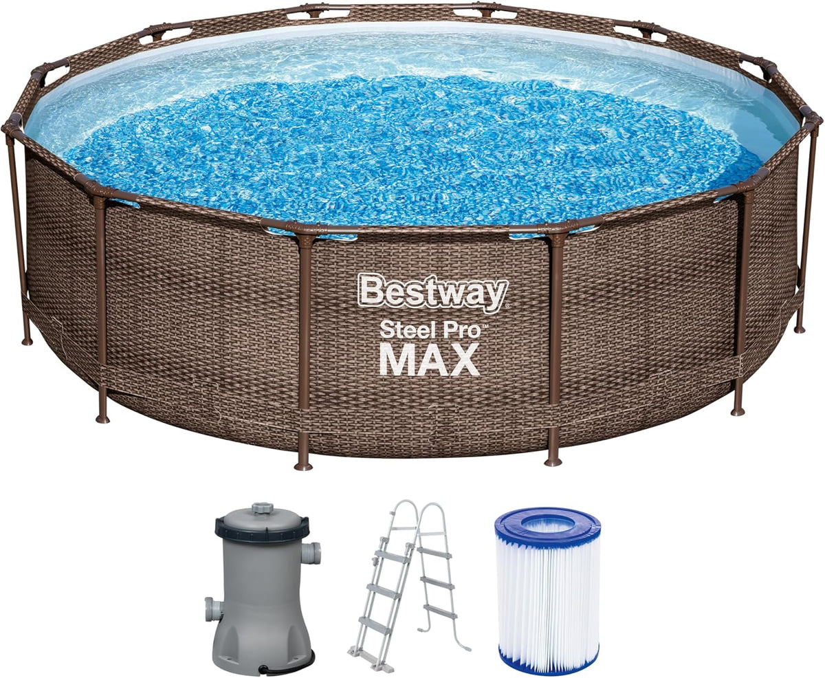 Bestway 56709-GS18 Steel Pro Max Stahlrahmenpool-Set mit Filterpumpe und Zubehör, Garten, 100 cm