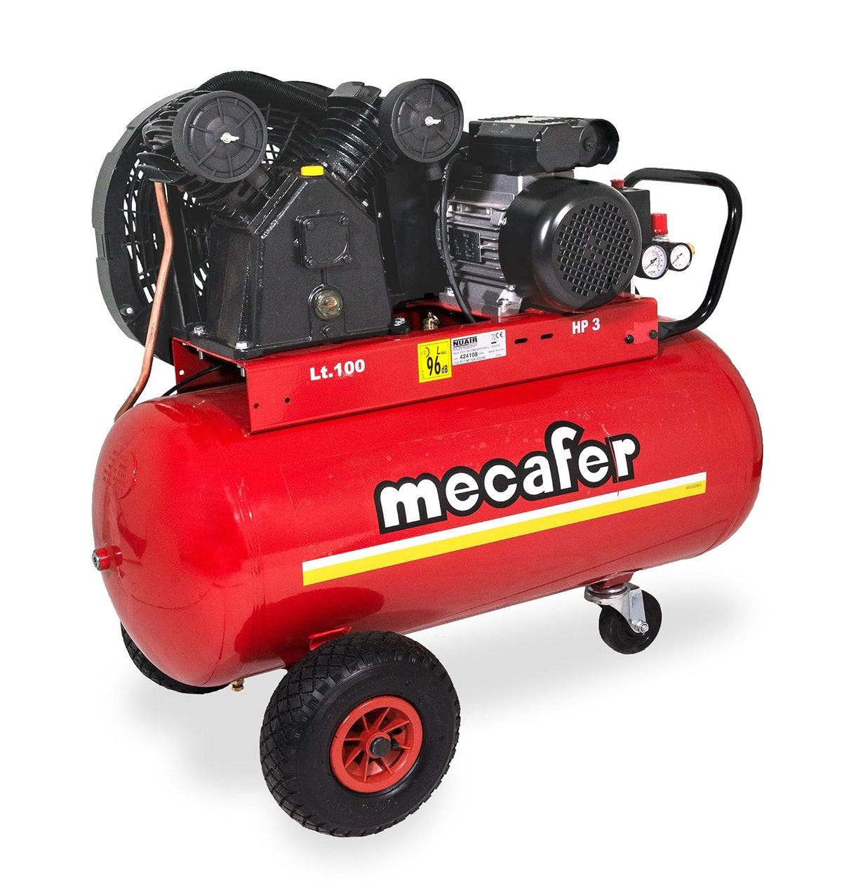 Mecafer 425316 Kompressor 100 l 3 HP V Gusseisen, 9 bar, 360 l, 7 bar, 2,2 kW