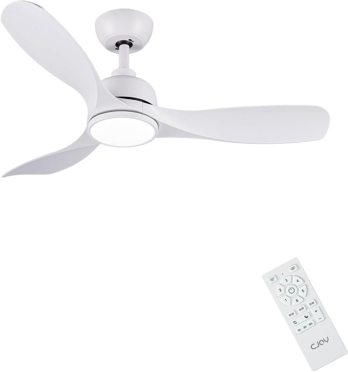 CJOY Deckenventilator mit Beleuchtung Leise, 42-Zoll-Deckenventilator, Automatisch, Weiß