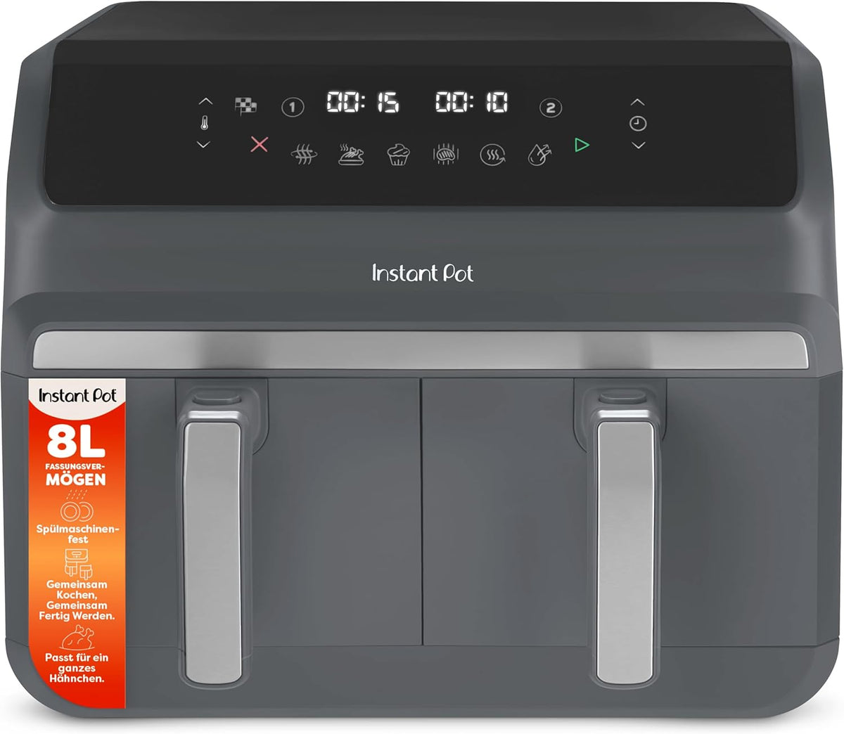 Instant Pot - Vortex Dual Trüffelgrau-Heißluftfritteuse - Groß