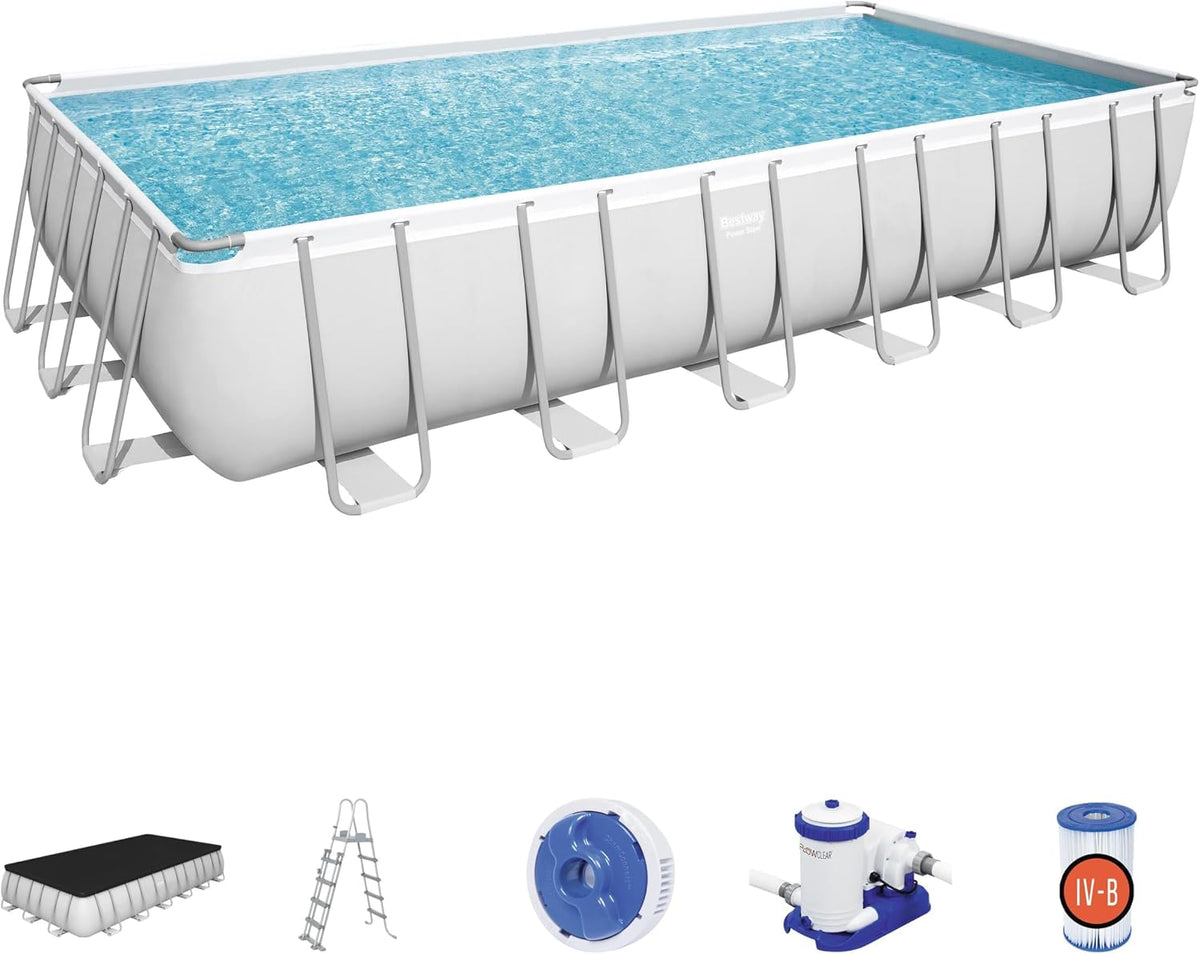 Bestway Power Steel 56474-3 Set oberirdischer Pool, 132 cm, 30.045 l, 9.463 l, 1,32 m, 220 – 240 V