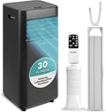 SereneLife Schwarz Mobiles Klimagerät 9000 BTU 2,64 kW für 28 m2, Klimaanlage, Ventilator, Für Zuhause, Büro, 54 dB