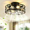 MRDEER Deckenventilator Mit Beleuchtung, E27 mit Fernbedienung, 50 cm Retro Industrial Stil Deckenventilatoren mit Lichtern, Schwarz