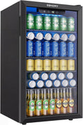 EUHOMY Mini Fridge 130 Can Beverage Refrigerator Cooler Glass Door for Soda Wine Beer, 0.69 kWh, 36 dB, LED