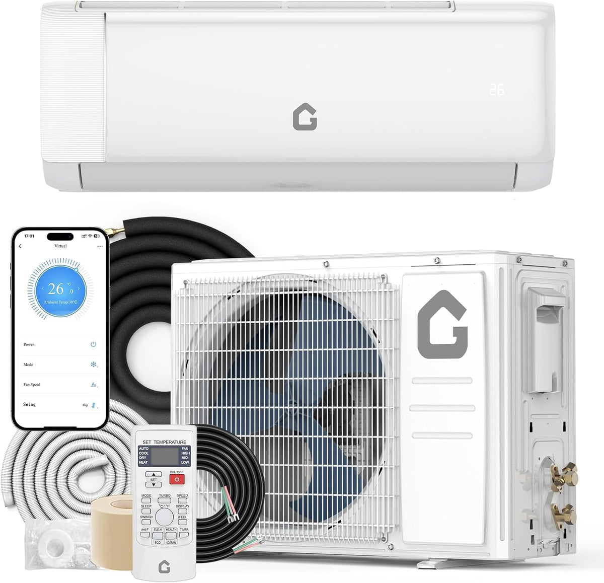 GarveeHome 12000 BTU Mini Split AC/Heating System, 32 dB