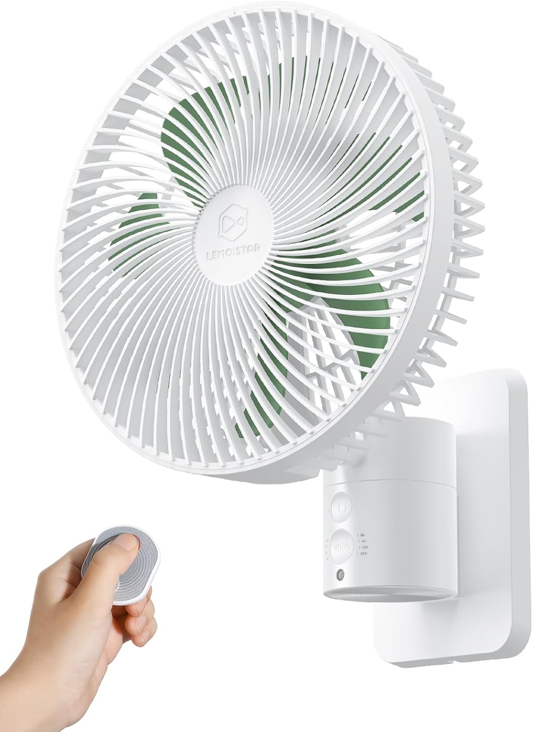 Shinebella Wandmontierter oszillierender kleiner Wandventilator, 4 Geschwindigkeiten, 21, 6 cm Schlafzimmer Wohnmobil-Ventilatoren, 90°, Timer