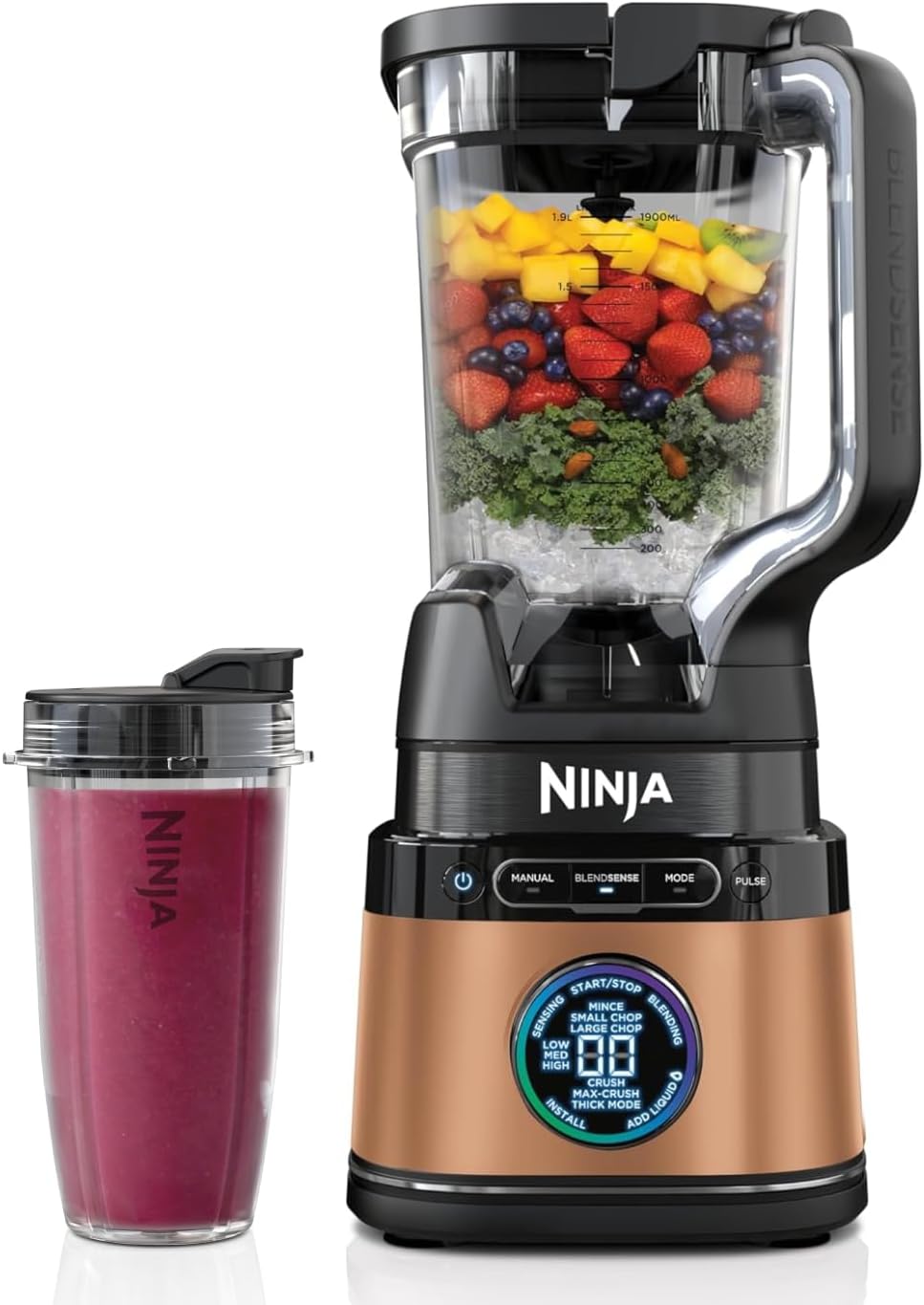 Ninja 2-in-1 Detect Power Mixer Pro & Single Serve, Automatisch, 1200 W, 680ml, 644 ml, 44,5 cm, 21 cm, 17,5 cm, Schwarz