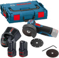 Bosch Professional 12 V System Akku Winkelschleifer GWS 12 V-76 (inkl. 2 × 3.0 Ah Akku, 10,8 V, Schnellladegerät
