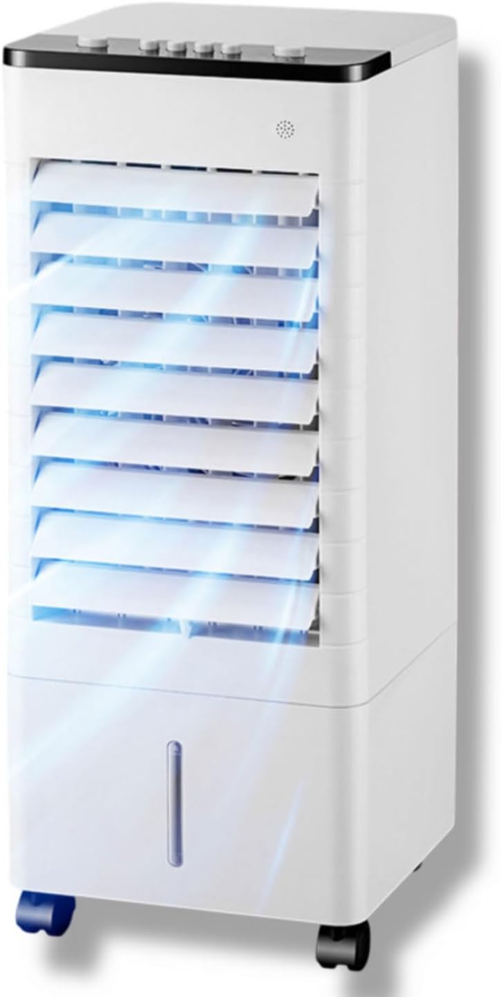Generisch Tragbare Klimaanlage Verdunstungskühler Mobile Klimaanlage, 15H Timer, 90° Oszillation, 9L Tank, 4 Eisboxen, 3 Modi, 25 dB, Fernbedienung