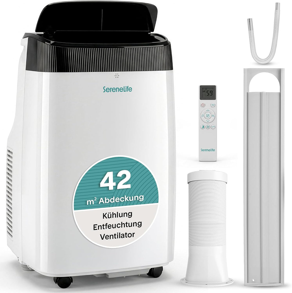 SereneLife Mobile Klimaanlage 4 kW 9000 BTU, Schlafzimmer, 2,6 kW, 1000 W, 1,5 l, 52 dB, 230 V