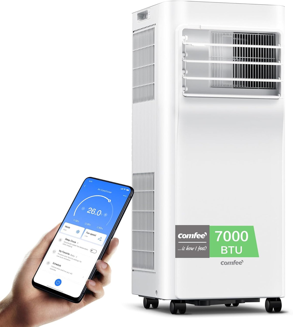 Comfee Mobiles Klimagerät Breezy Cool Pro 2.0,7000 BTU 2,0 kW, Automatisch, Klimaanlage, APP, Dauerbetrieb